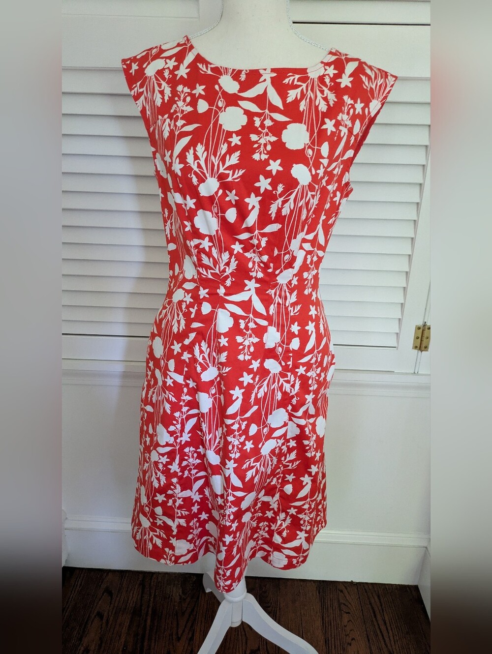 NWT Boden Fit Flare Orange Floral Sleeveless Summer Dress, US Size 4